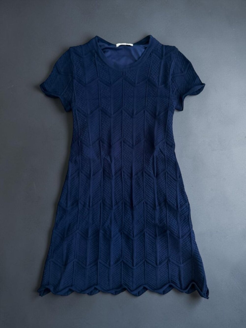 LUCY PARIS Womens Navy Knit Skate Dress Size XS